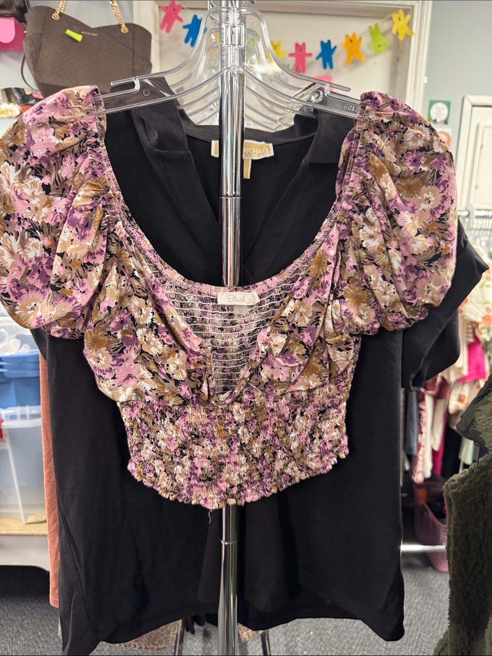 Blush floral top M // 091666